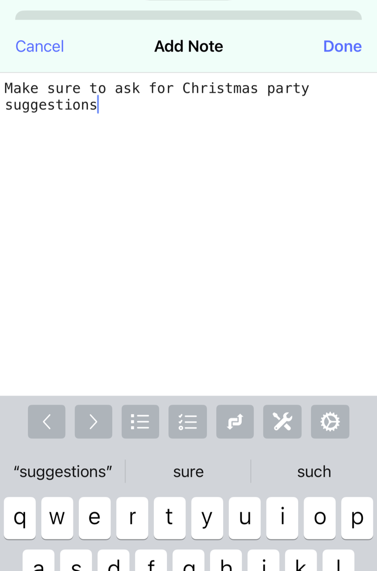 Adding a note from the agenda img