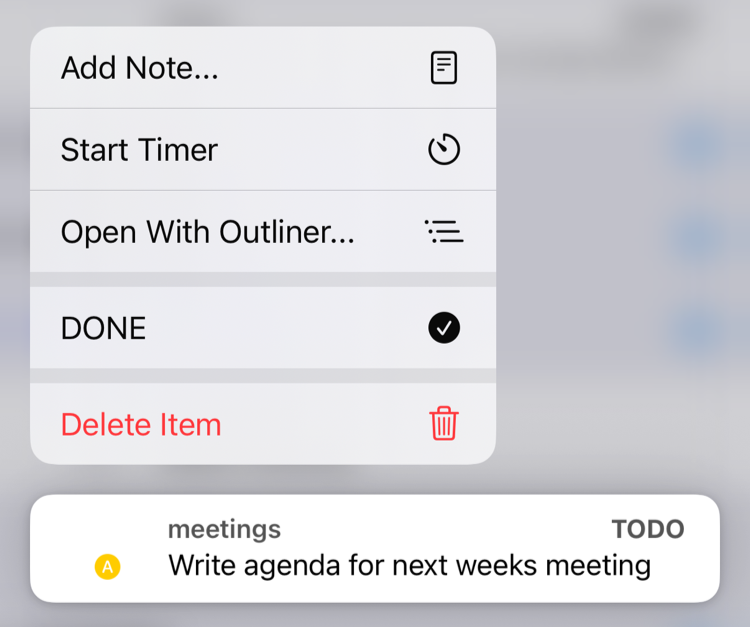Long-press an item on the agenda img